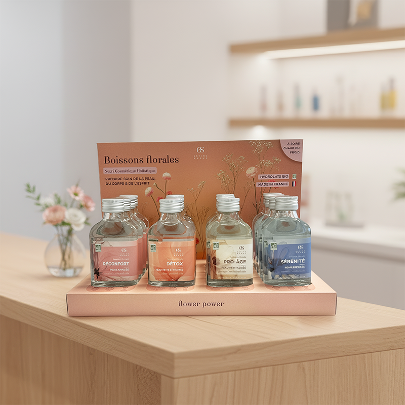 Floral Drinks POS Counter Display