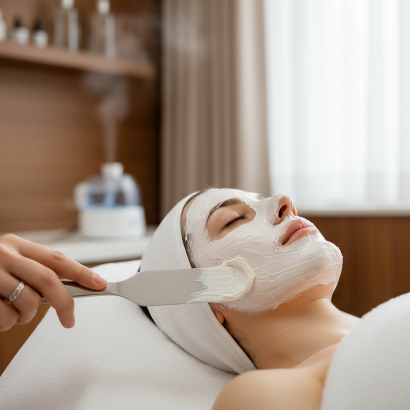 the mask is thicker, like rubber and it is applied with a spatula
